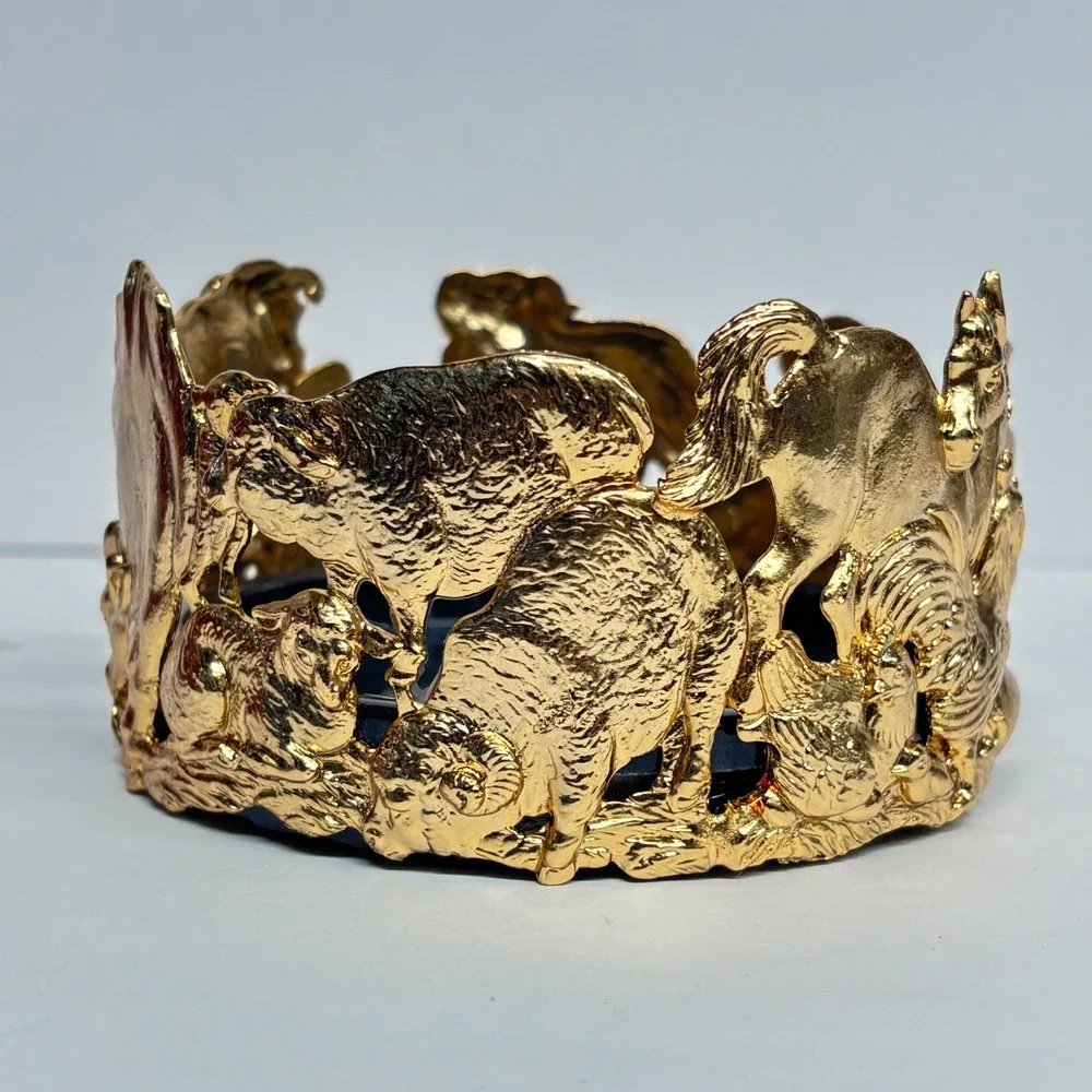 Arthur Court Farm Life Wine Coaster Gold Tone Wine Animal Bottle Coaster Rare
